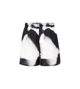 Black printed silk shorts