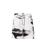 White printed silk shorts