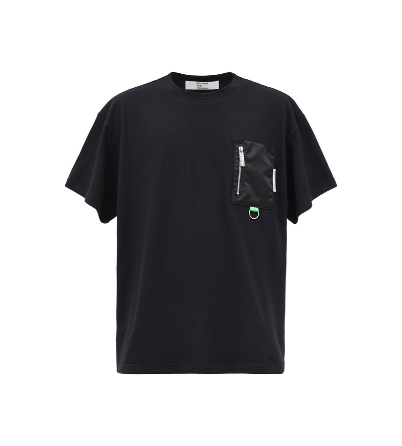 Black nylon pocket t-shirt