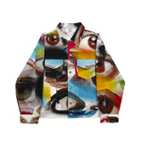 Eye artwork pattern denim jacket